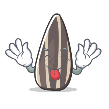Ayçiçeği tohumu maskot karikatür dil