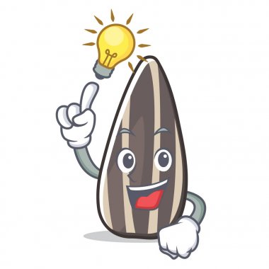 Bir fikir ayçiçeği tohumu maskot çizgi film var