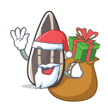 Noel Baba hediye ayçiçeği tohum maskot karikatür ile