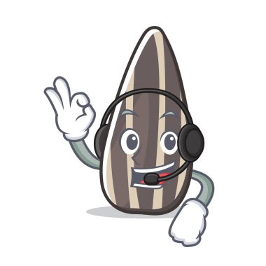 Kulaklık ayçiçeği tohum maskot karikatür ile