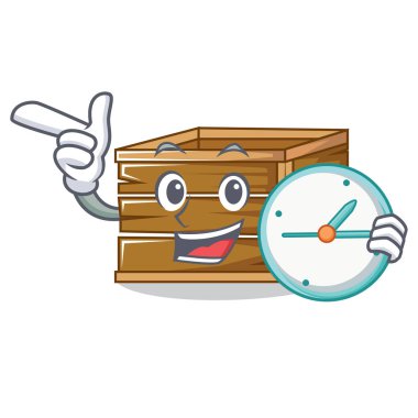 Saat sandık karakter karikatür tarzı ile