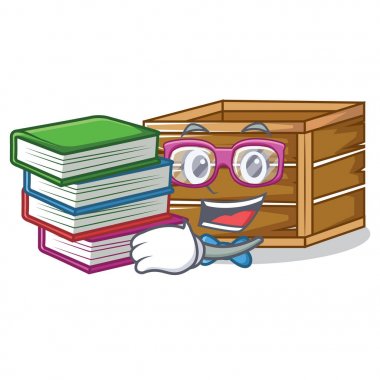 Öğrenci kitap sandık maskot karikatür tarzı ile