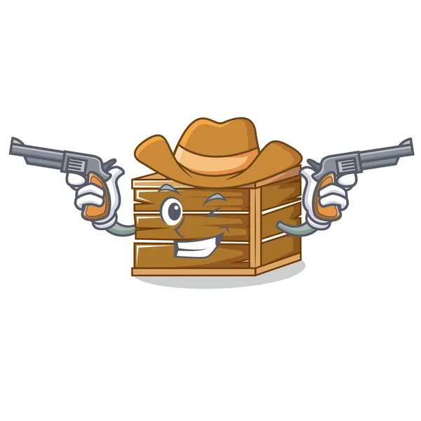 Cowboy crate personagem estilo dos desenhos animados —  Vetores de Stock