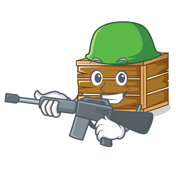 Exército crate personagem desenho animado estilo — Vetor de Stock