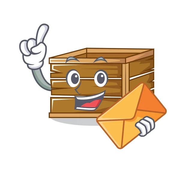 Com envelope crate estilo cartoon personagem — Vetor de Stock