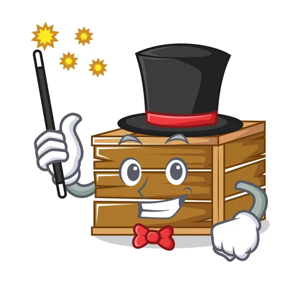 Magician crate mascote estilo cartoon —  Vetores de Stock