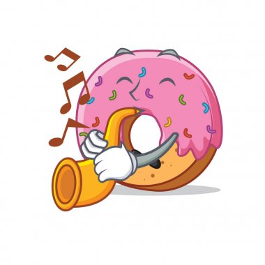Trompet Donut maskot karikatür tarzı ile