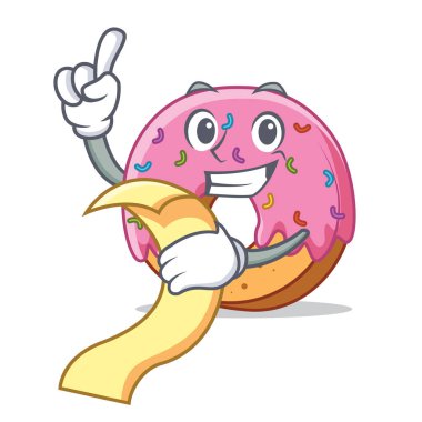 Donut maskot karikatür tarzı menü ile