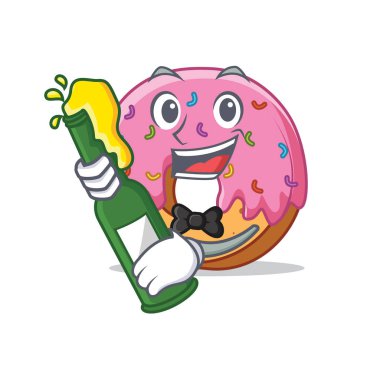 Bira Donut maskot karikatür tarzı ile