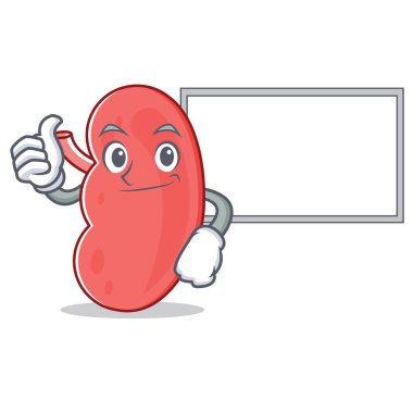 Başparmak yukarıya kurulu böbrek karakter karikatür tarzı ile