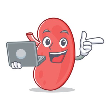 Dizüstü böbrek karakter karikatür tarzı ile