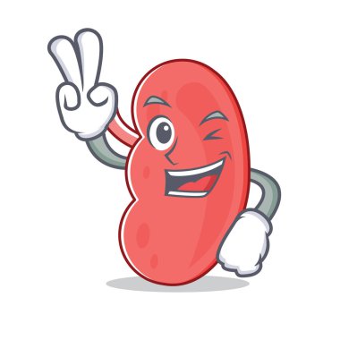 İki böbrek karakter karikatür tarzı parmak