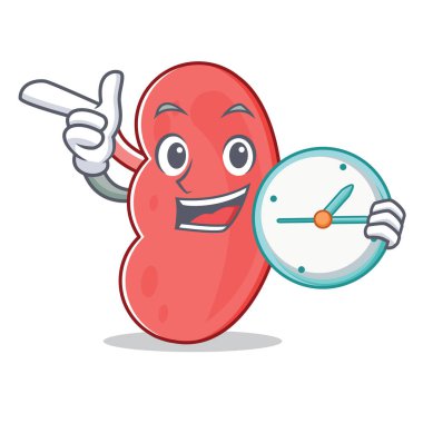 Saat böbrek karakter karikatür tarzı ile