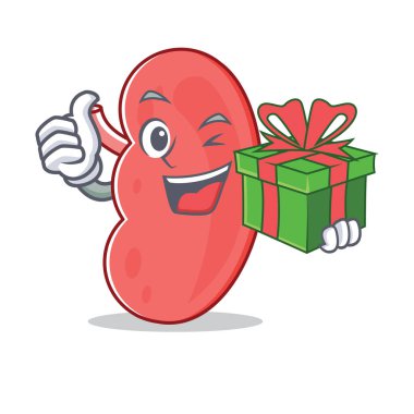Hediye böbrek maskot karikatür tarzı ile