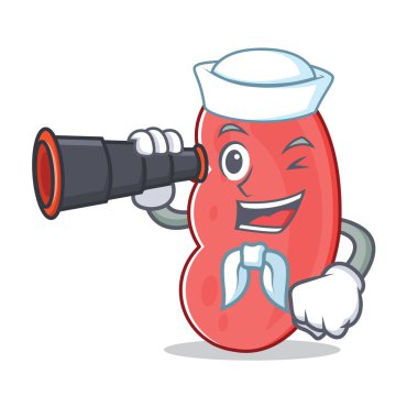 Denizci dürbün böbrek maskot karikatür tarzı ile