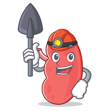 Madenci böbrek maskot karikatür tarzı