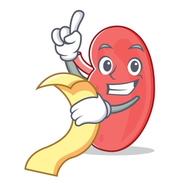 Menü böbrek maskot karikatür tarzı ile