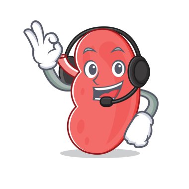 Kulaklık böbrek maskot karikatür tarzı ile