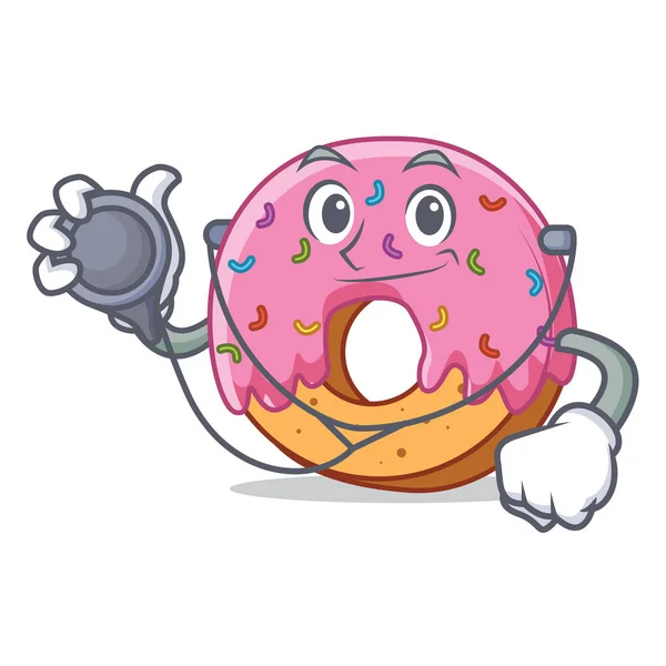 Doctor Donut carácter estilo de dibujos animados — Archivo Imágenes Vectoriales