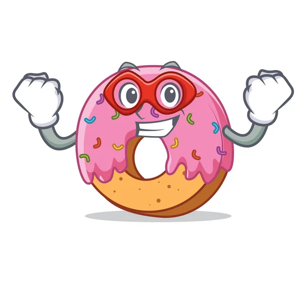 Super héros Donut personnage dessin animé style — Image vectorielle