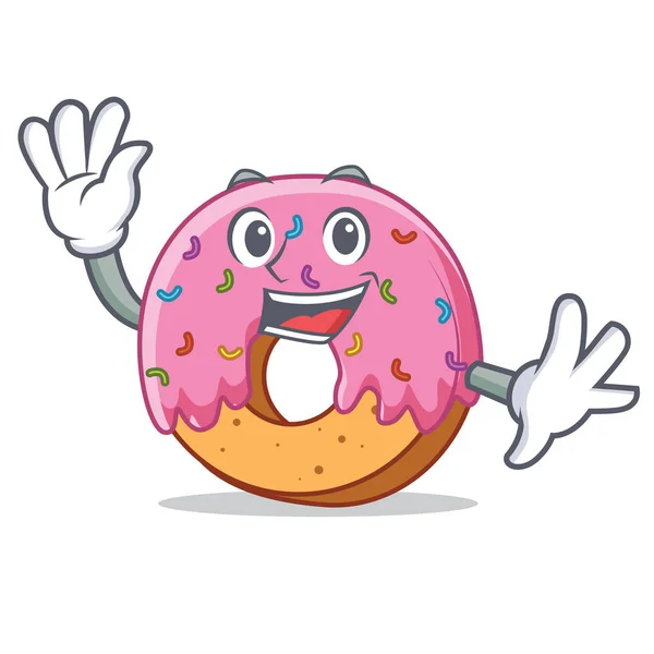 Ondeando Donut carácter estilo de dibujos animados — Archivo Imágenes Vectoriales