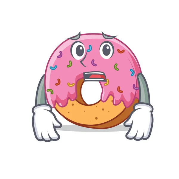Mascotte de Donut effrayée style de dessin animé — Image vectorielle