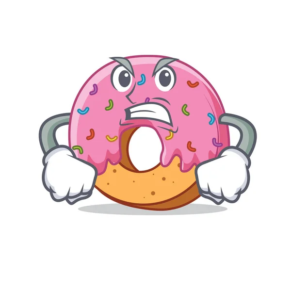 Raiva Donut mascote estilo cartoon — Vetor de Stock