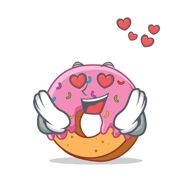 En amour Donut mascotte style de dessin animé — Image vectorielle