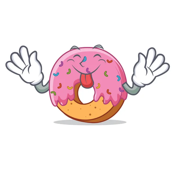 Zunge raus Donut Maskottchen Cartoon-Stil — Stockvektor