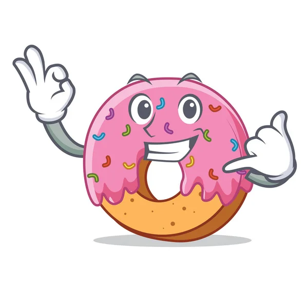 Chame-me Donut mascote estilo cartoon — Vetor de Stock