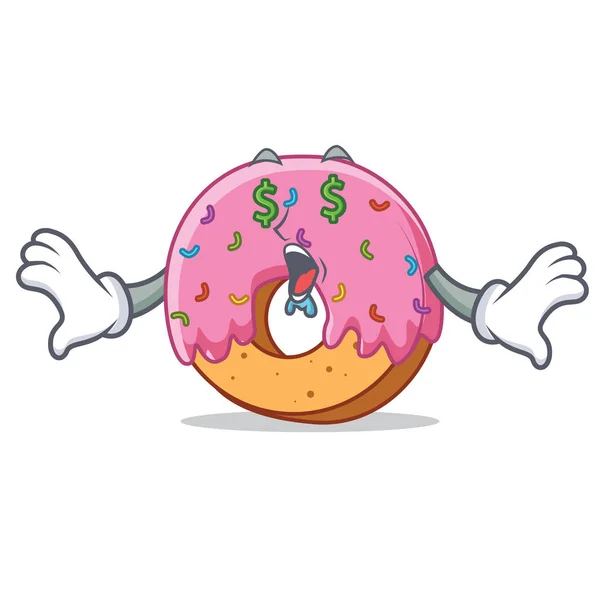 Ojo de dinero Donut mascota estilo de dibujos animados — Archivo Imágenes Vectoriales