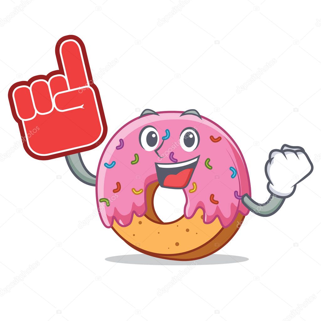 Foam finger Donut mascot cartoon style