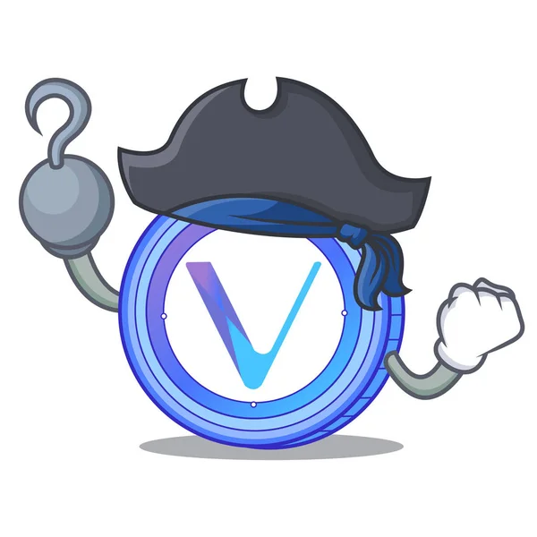 Piraten Vechain Coin Charakter Cartoon Vektor Illustration — Stockillustration Piraten Vechain Coin Charakter Cartoon — Stockvektor