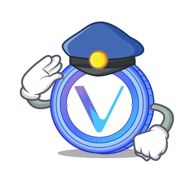 Polícia VeChain desenho animado personagem moeda — Vetor de Stock