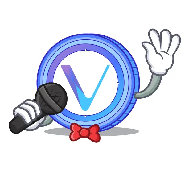 Canto VeChain mascote de moeda desenhos animados — Vetor de Stock