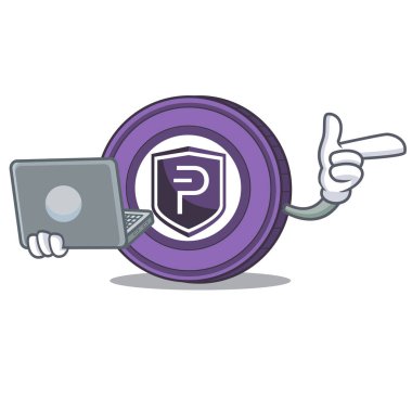 Dizüstü kuruluşundan sikke karakter karikatür ile