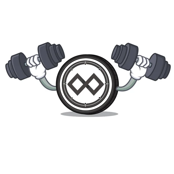 Fitness Tenx moneta personaggio cartone animato — Vettoriale Stock