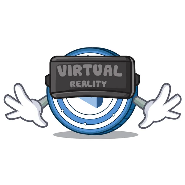 S virtuální realitou Maidsafecoin maskot kreslený styl — Stockový vektor