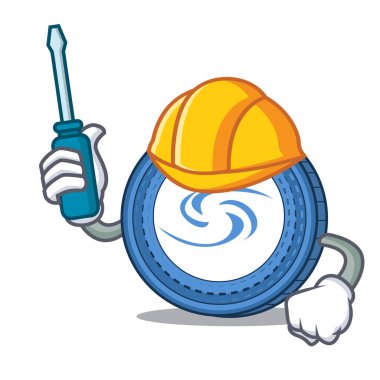 Otomotiv Syscoin maskotu karikatür tarzı