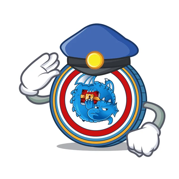 Polis Dragonchain sikke karakter karikatür — Stok Vektör