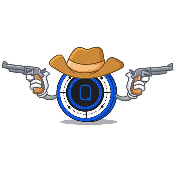 Cowboy Qash coin character cartoon — Stock Vector