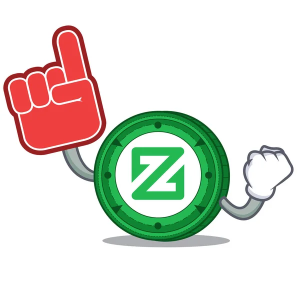 Foam finger Zcoin mascot cartoon style — Stock Vector