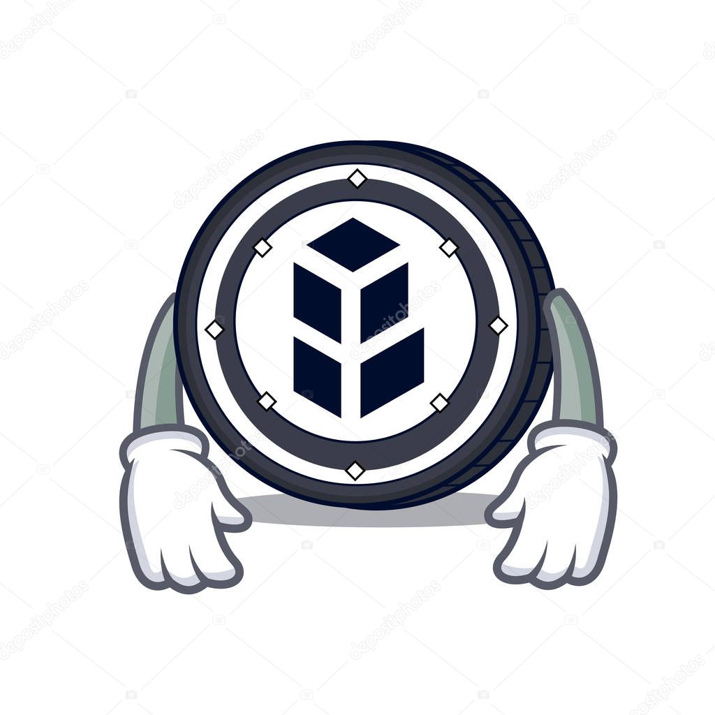 Tired bancor coin mascot cartoon