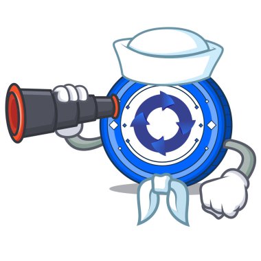 Denizci dürbün Cryptonex sikke maskot karikatür ile