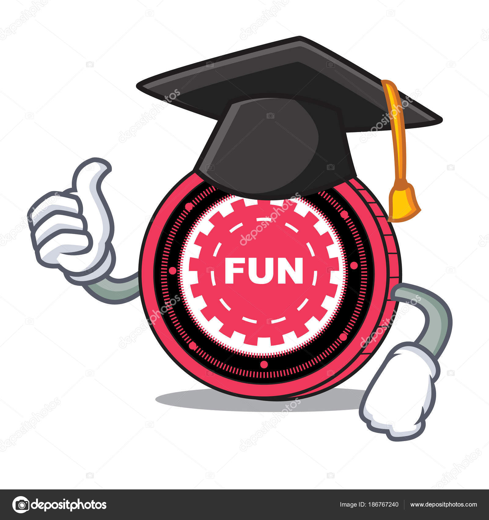 Dibujos De Animados De Graduacion Feria Moneda Caracter Vector