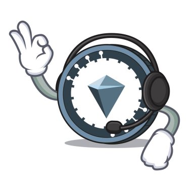 Kulaklık Kucoin hisse maskot karikatür ile