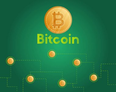 Bitcoin cryptocurrency yeşil arka plan stili