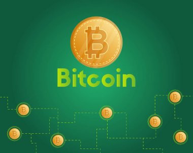 Bitcoin cryptocurrency yeşil arka plan stili