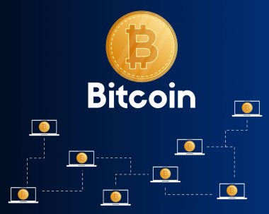 Bitcoin cryptocurrency mavi arka plan stili