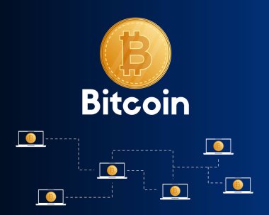 Bitcoin cryptocurrency mavi arka plan stili